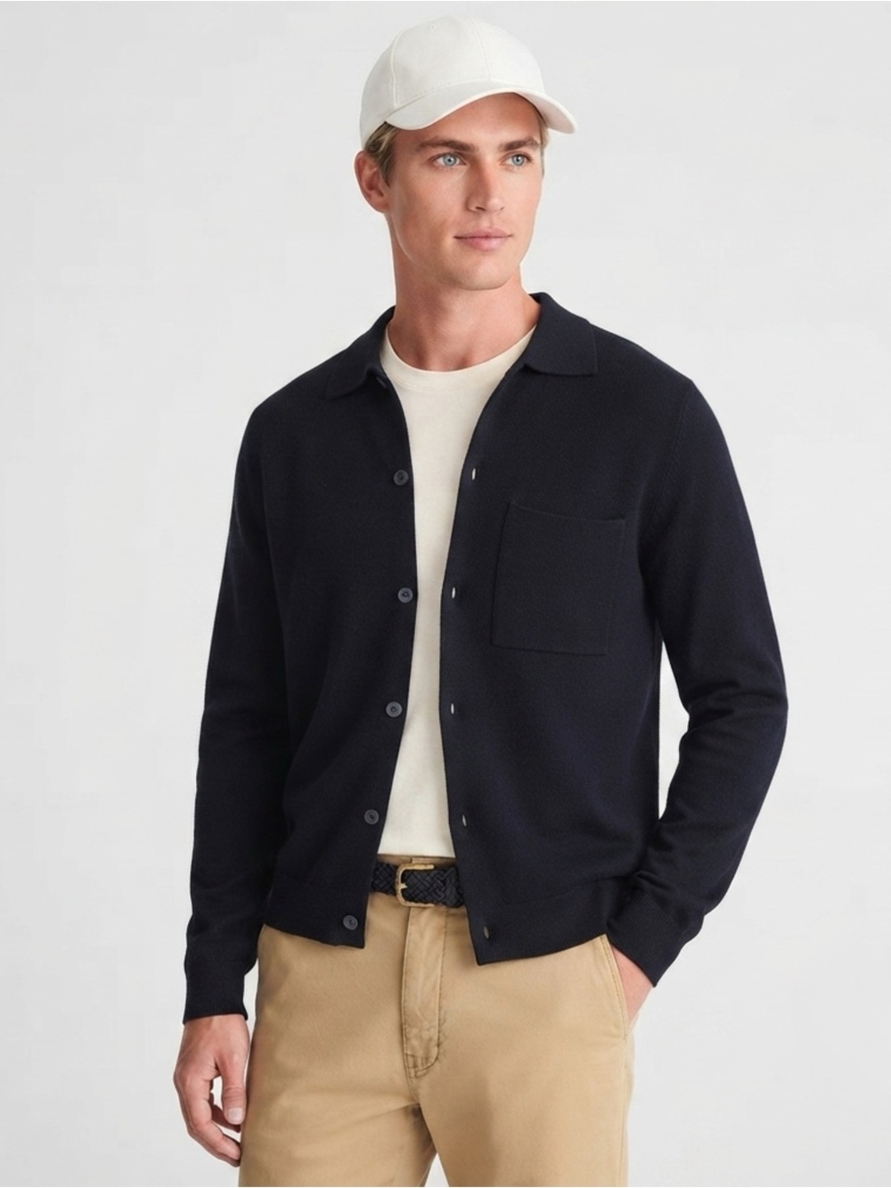 Madewell Men's Merino Wool Collared Cardigan Sweater Navy Size XXL NY126 New